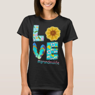LOVE Grandma Life Flip Flops Hippie Sunflower T Shirt