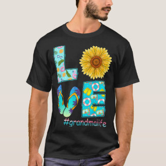 LOVE Grandma Life Flip Flops Hippie Sunflower T Shirt