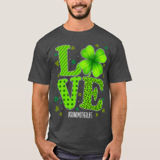 Love Grandmother Green Plaid Leopard Patricks Day T Shirt