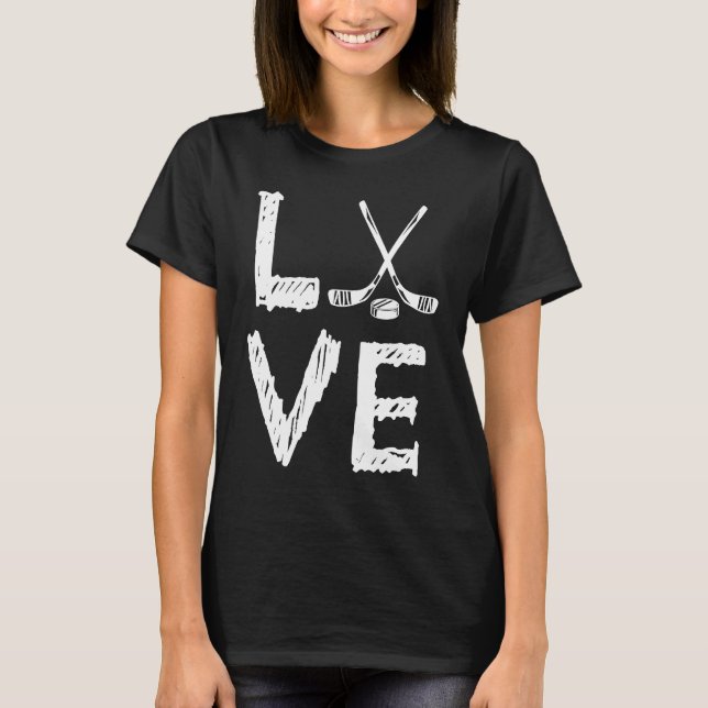 Love Graphic Hockey Player Field Hockey Hockey Sti T Shirt (Framsida)