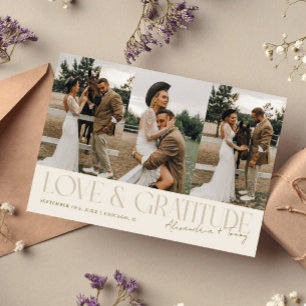 Love & Gratitude Cream Bröllops Multi Foto   Tack Kort