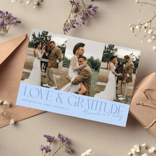 Love & Gratitude Icy Blue Bröllops Multi Foto Tack Kort