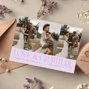 Love & Gratitude Lila Bröllops Multi Foto Tack Kort