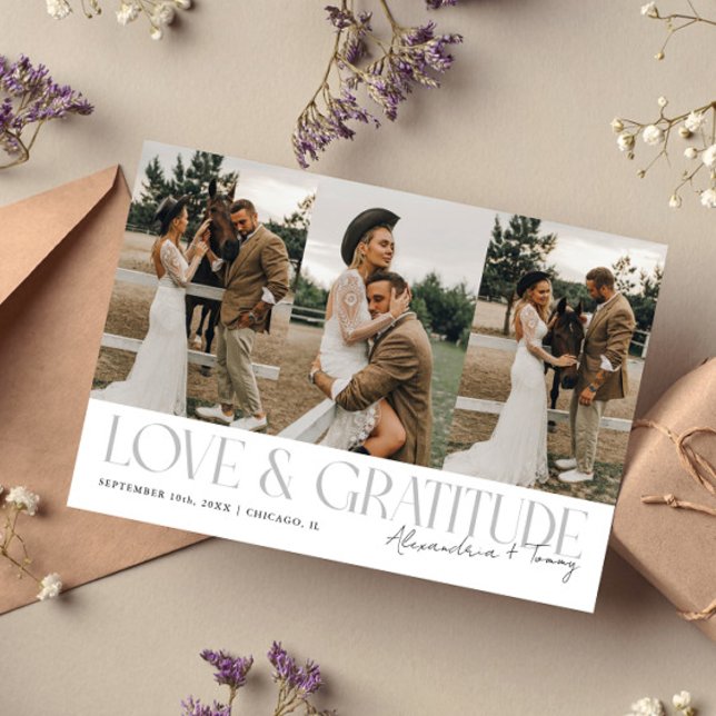 Love & Gratitude Vita Bröllops Multi Foto   Tack Kort (Skapare uppladdad)