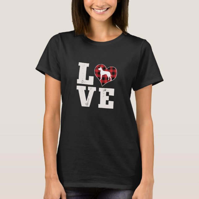 Love Great Dane Dog Lover Gifts Buffalo Plaid Vale T Shirt (Framsida)