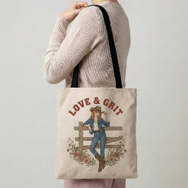 Love & Grit Western Tote Bag Cowgirl Gift Boho Bag Tygkasse