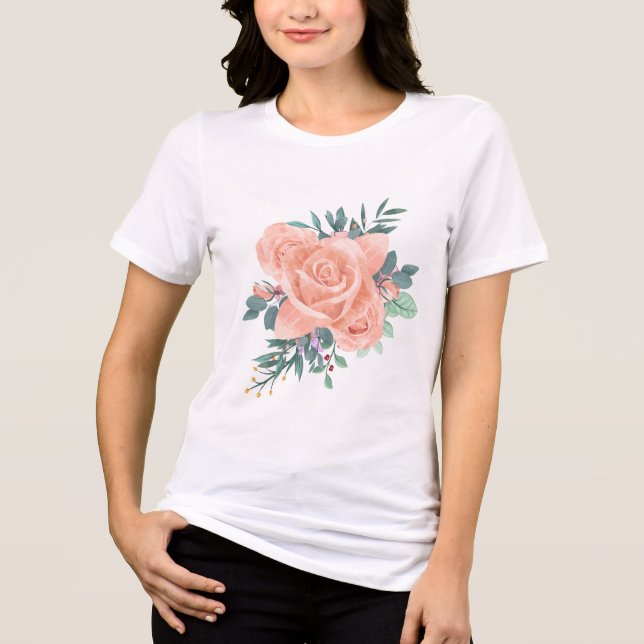 Love Grows – Floral Maternity Pregnancy  T Shirt (Framsida)