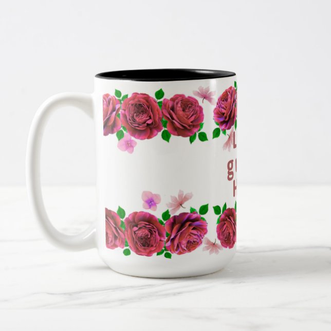 Love Grows Here theme mug for coffee or tea Två-Tonad Mugg (Vänster)