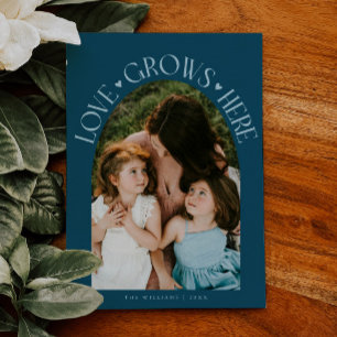 Love Grows Here Turkos Valböjs bågformad bild kort