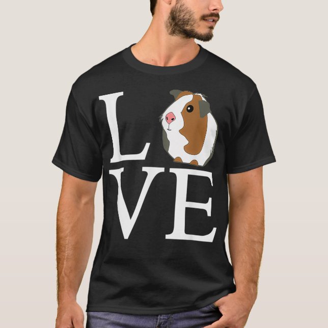 LOVE Guinea Pig Cute Gerbil  T Shirt (Framsida)