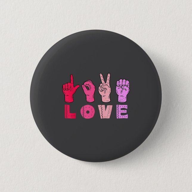 Love Hand Sign Language Asl Valentines Day Men Wom Knapp (Framsida)