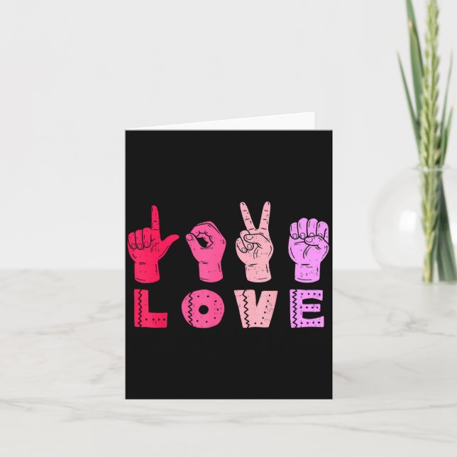 Love Hand Sign Language Asl Valentines Day Men Wom Kort (Framsida)