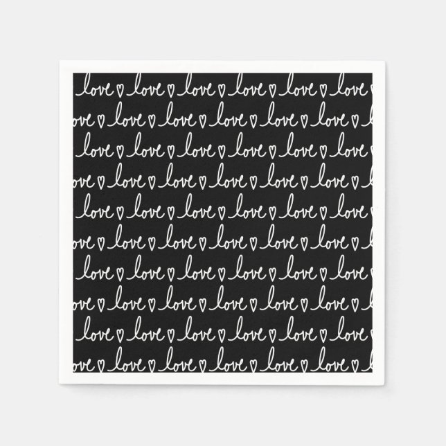 Love Handwritten Words Pattern Paper Napkins Pappersservett (Framsidan)