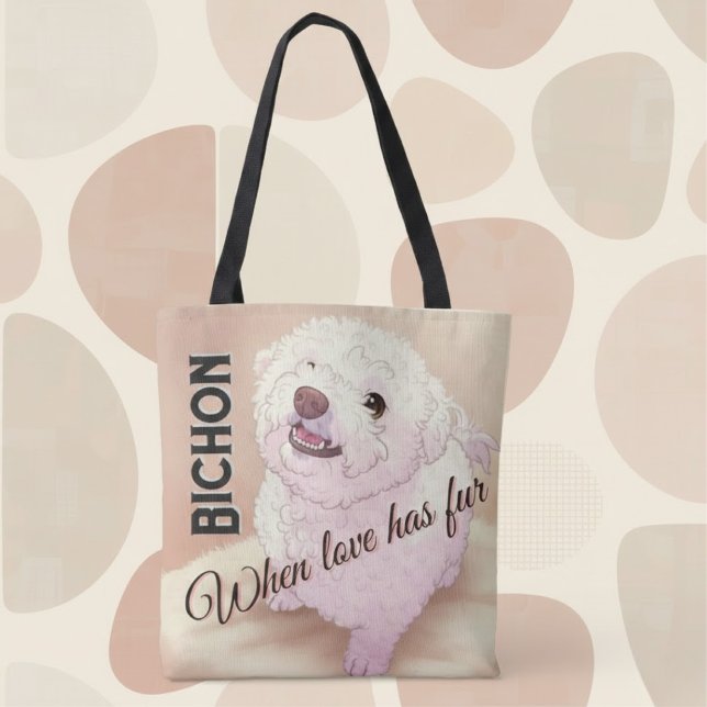 Love has Fur Bichon Tote Tygkasse (Skapare uppladdad)