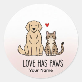 Love Has Paws | Cute Minimalist Dog and Cat Illust Runt Klistermärke