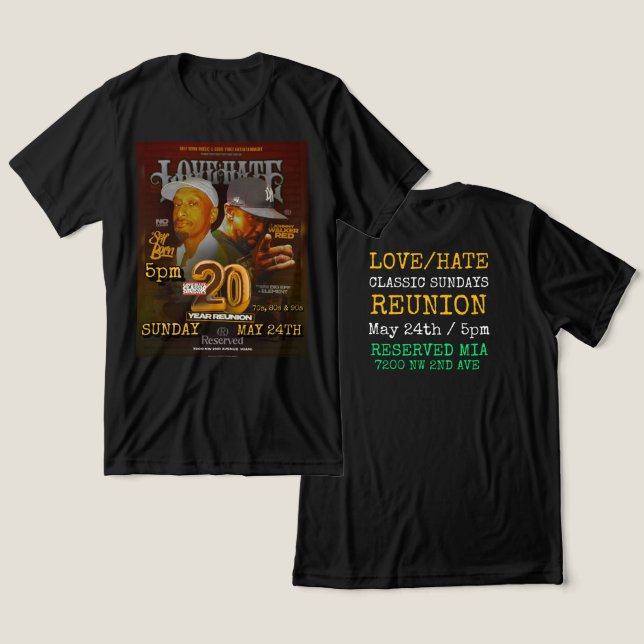 LOVE/HATE CLASSIC SUNDAYS Reunion Tee (Design fram och bak)