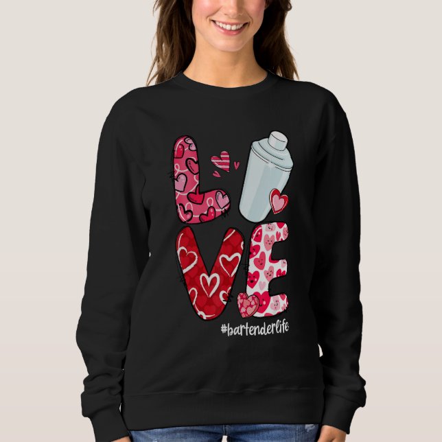 LOVE Heart Bartender Life Valentine's Day T Shirt (Framsida)