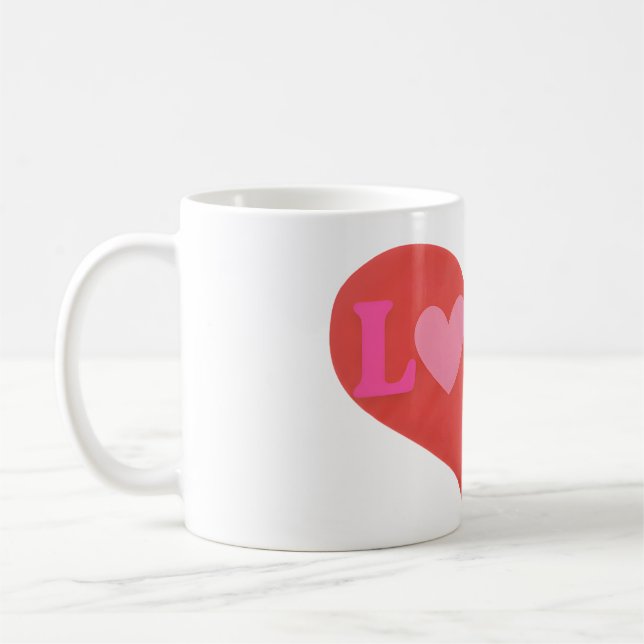  LOVE Heart Cute Typography  Kaffemugg (Vänster)