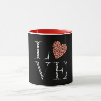 Love Heart Design – Red Gradient Heart on Black  Mugg
