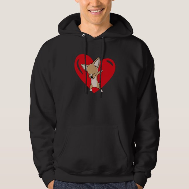 Love Heart Graphic Valentine's Day Chihuahua Boys  Hoodie (Framsida)