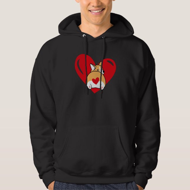 Love Heart Graphic Valentine's Day Corgis Boys Kid Hoodie (Framsida)