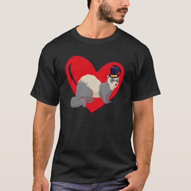 Love Heart Graphic Valentine's Day Ferrets Boys Ki T Shirt (Framsida)