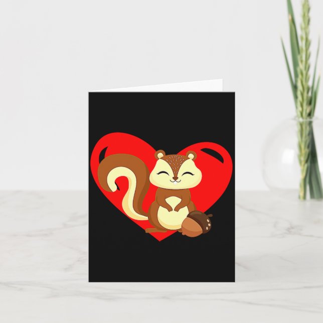 Love Heart Graphic Valentines Day Squirrel Boys K  Kort (Framsida)