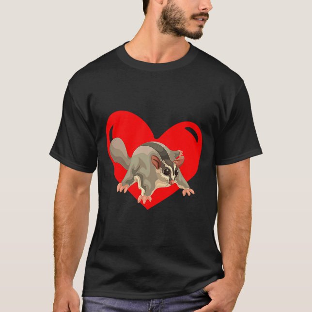 Love Heart Graphic Valentines Day Sugar Glider Bo  T Shirt (Framsida)