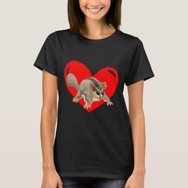 Love Heart Graphic Valentines Day Sugar Glider Bo  T Shirt (Framsida)