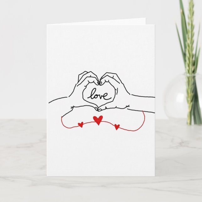 Love Heart Hands Together Card Kort (Framsida)