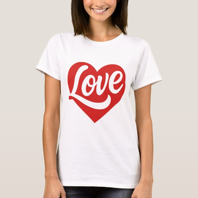 Love Heart Logo – Red Romantic Symbol T Shirt (Framsida)