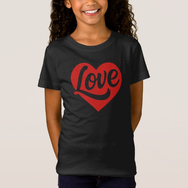 Love Heart Logo – Red Romantic Symbol T Shirt (Framsida)
