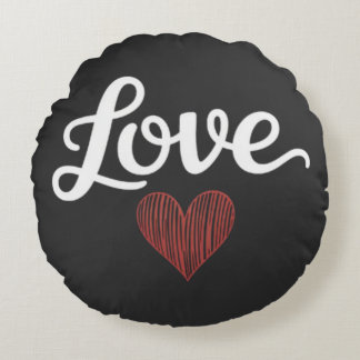 Love Heart Minimal Typography Romantic Design Rund Kudde