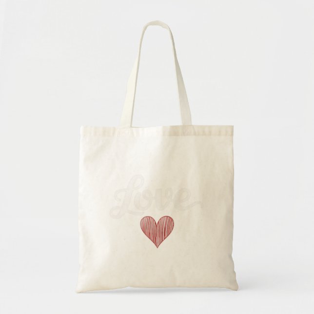 Love Heart Minimal Typography Romantic Design Tygkasse (Framsidan)