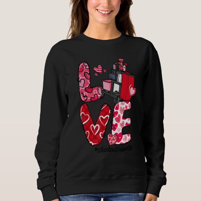 LOVE Heart School Custodian Life Valentine's Day G T Shirt (Framsida)