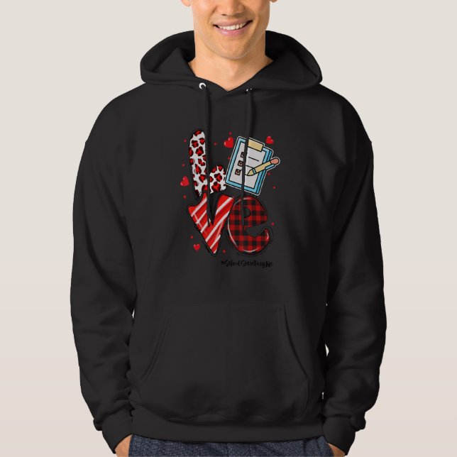 LOVE Heart School Secretary Life Valentines Day Gi Hoodie (Framsida)
