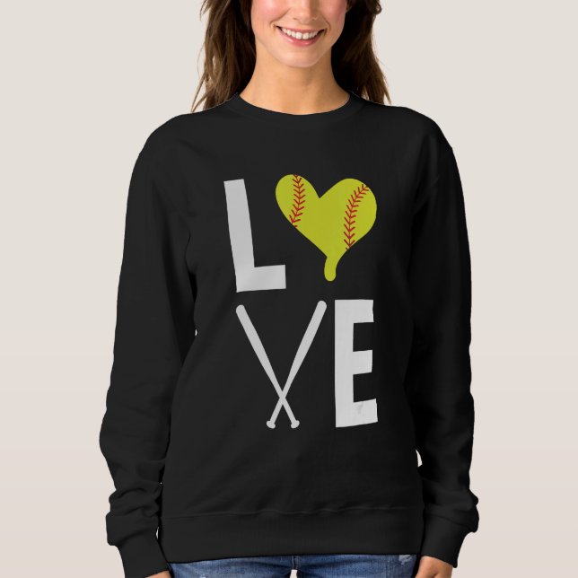 Love Heart Shaped Ball Softball Bats  Softball T Shirt (Framsida)