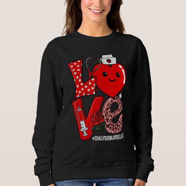 Love Heart Stethoscope Dialysis Nurse Life Valenti T Shirt (Framsida)