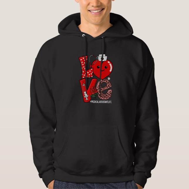 Love Heart Stethoscope Medical Assistant Life Vale Hoodie (Framsida)