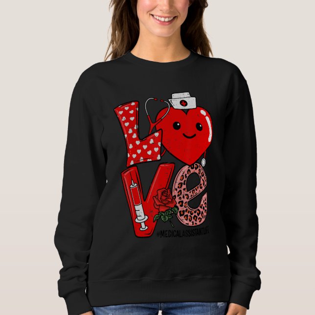 Love Heart Stethoscope Medical Assistant Life Vale T Shirt (Framsida)