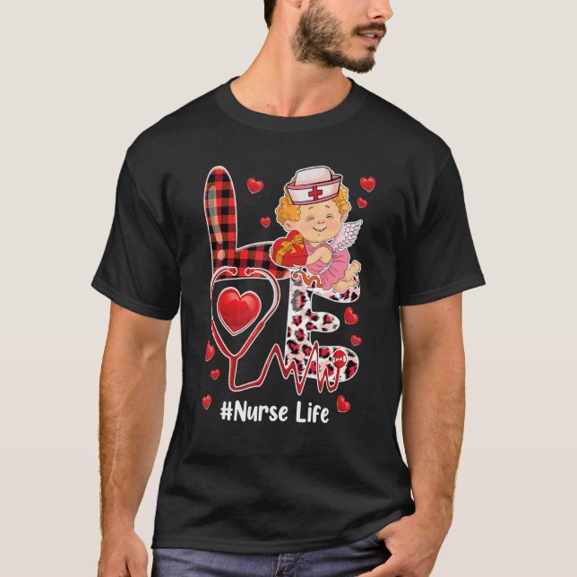 Love Heart Stethoscope Nurse Life Valentine Day 20 T Shirt (Framsida)