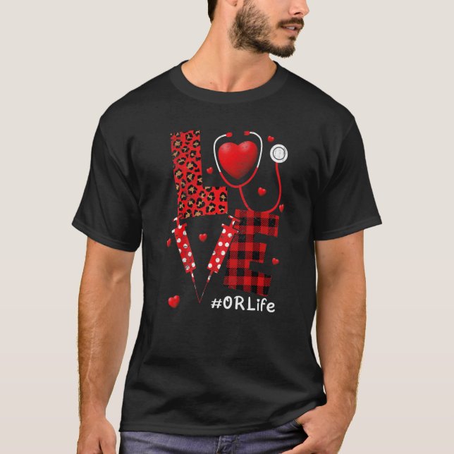 LOVE Heart Stethoscope OR Life Funny Nurse Valenti T Shirt (Framsida)