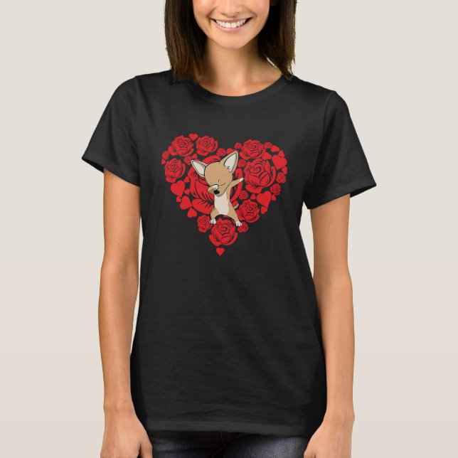 Love Heart Valentine's Day Roses Chihuahua Boys Ki T Shirt (Framsida)