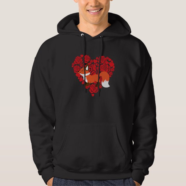 Love Heart Valentine's Day Roses Fox Boys Kids Hoodie (Framsida)
