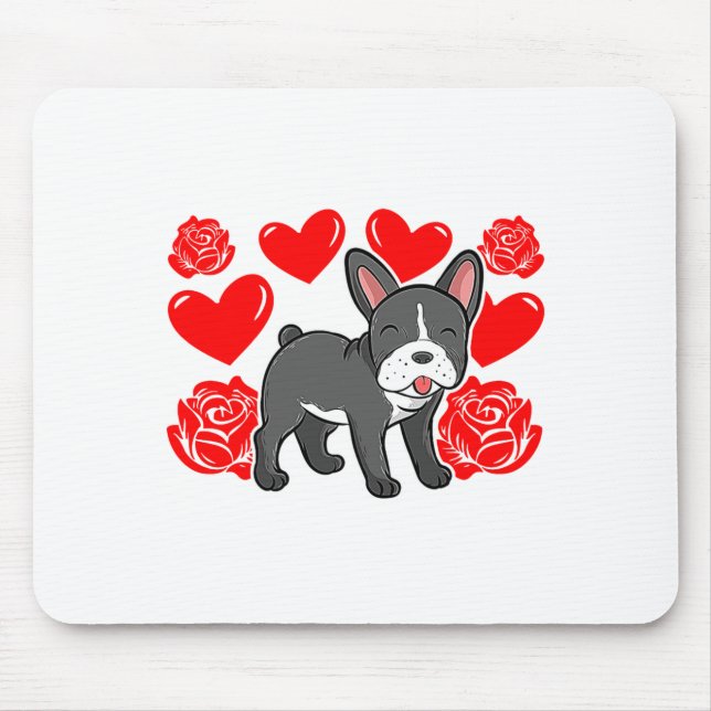 Love Heart Valentines Day Roses French Bulldog Bo  Musmatta (Framsidan)