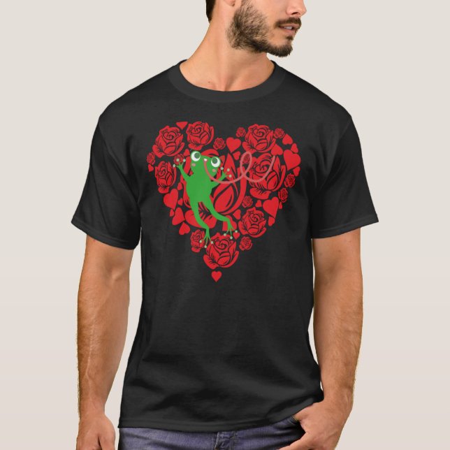 Love Heart Valentine's Day Roses Frog Boys Kids T Shirt (Framsida)