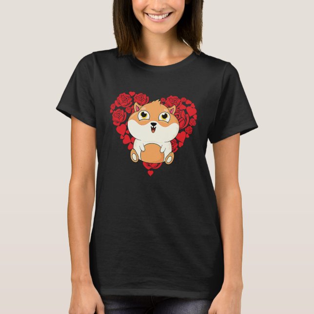 Love Heart Valentine's Day Roses Guinea Pig Boys K T Shirt (Framsida)