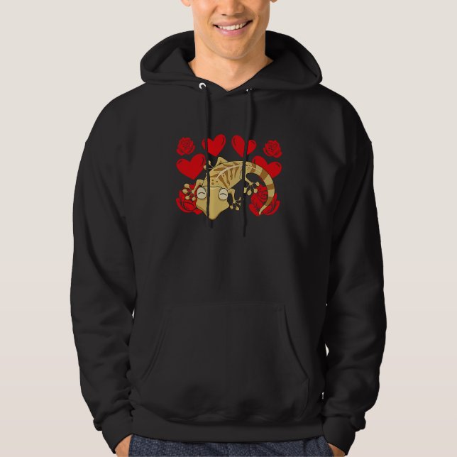 Love Heart Valentine's Day Roses Leopard Gecko Boy Hoodie (Framsida)