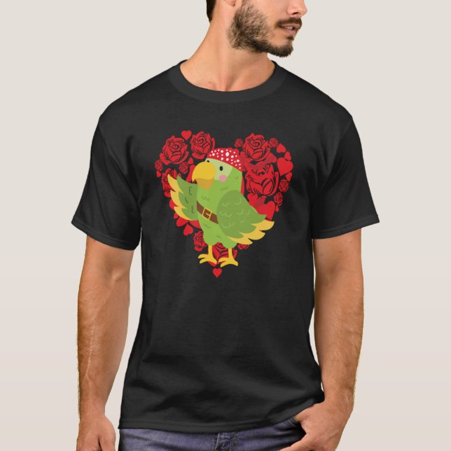 Love Heart Valentine's Day Roses Parrot Boys Kids T Shirt (Framsida)