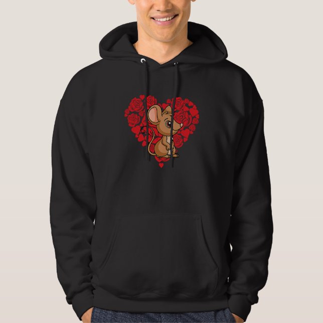 Love Heart Valentine's Day Roses Rat Boys Kids Hoodie (Framsida)